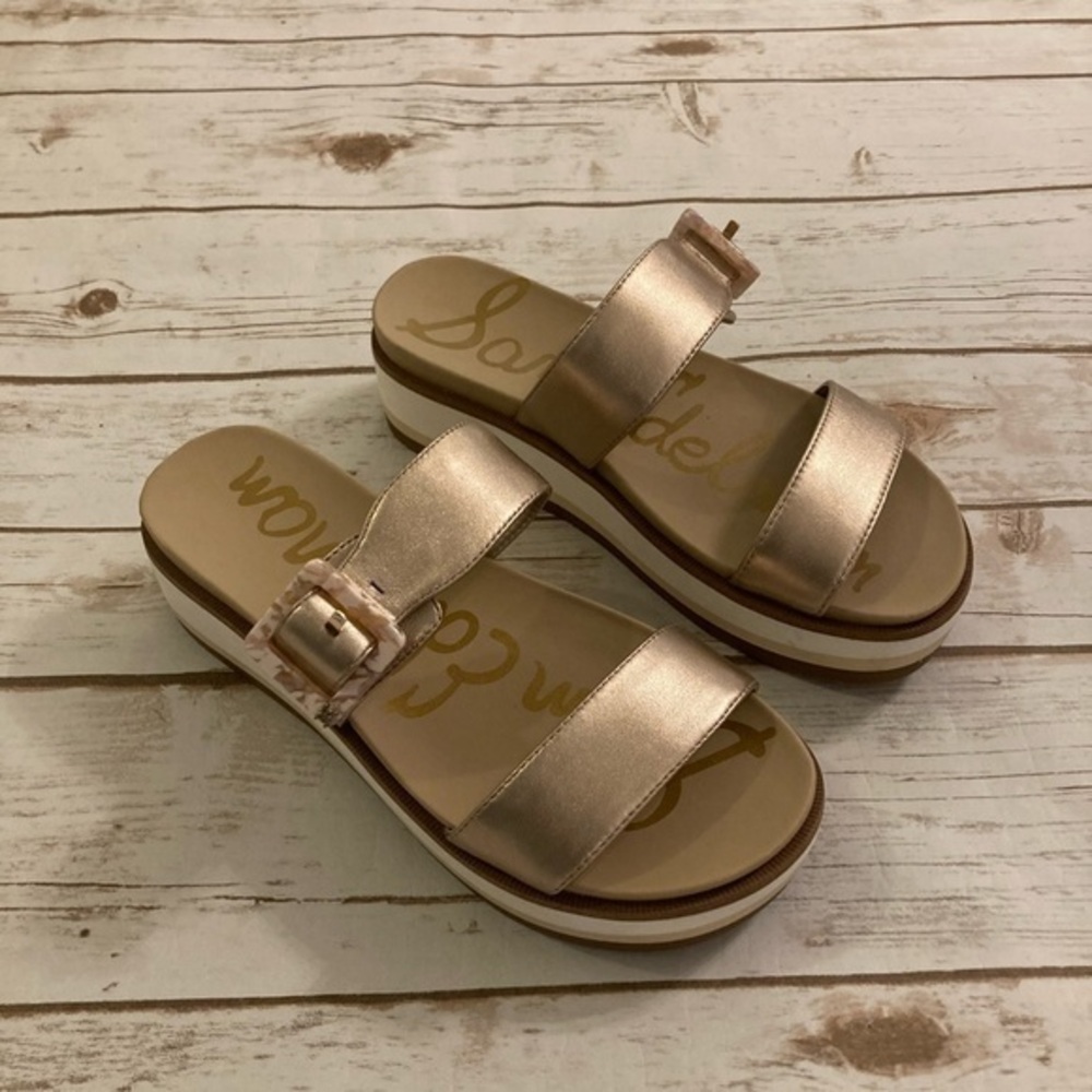 Sam Edelman Rose Gold Leather Platform Agustine Sandals Size 6